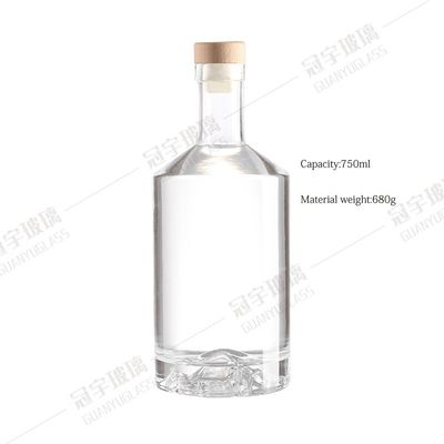 750ml Cylindrical Vodka Glass Wine Bottle Glass Bottle with Acid Etch Surface Handling