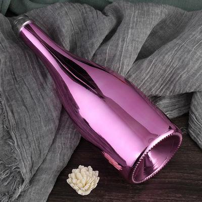 Glass Collar Material 750ml Champagne Glass Bottle with Electroplated Finish and Cork