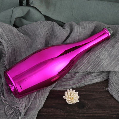 Glass Collar Material 750ml Champagne Glass Bottle with Electroplated Finish and Cork