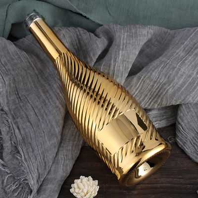 Glass Collar Material 750ml Champagne Glass Bottle with Electroplated Finish and Cork