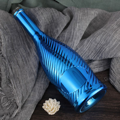 Glass Collar Material 750ml Champagne Glass Bottle with Electroplated Finish and Cork