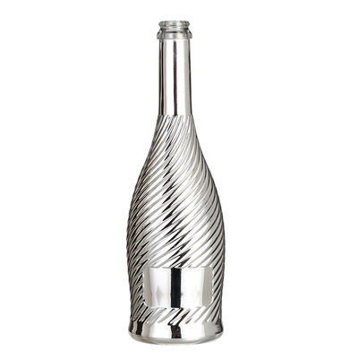 Custom Glass Body Material Electroplated Blue Gold Sliver Champagne Bottle 750ml