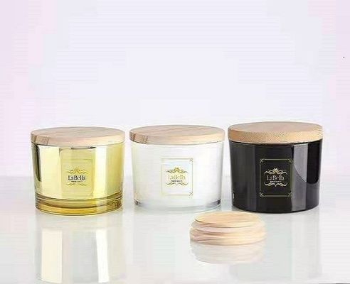 Bamboo and Wood Cover Frosted Transparent Candle Jar for Creative Home Decoration