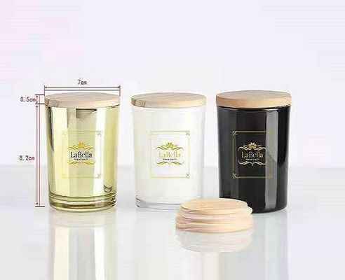 Bamboo and Wood Cover Frosted Transparent Candle Jar for Creative Home Decoration