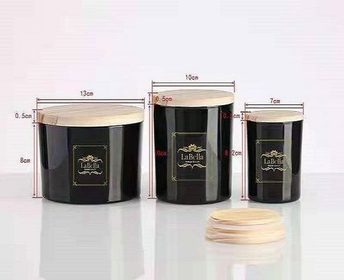 Bamboo and Wood Cover Frosted Transparent Candle Jar for Creative Home Decoration