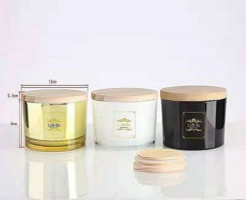 Bamboo and Wood Cover Frosted Transparent Candle Jar for Creative Home Decoration