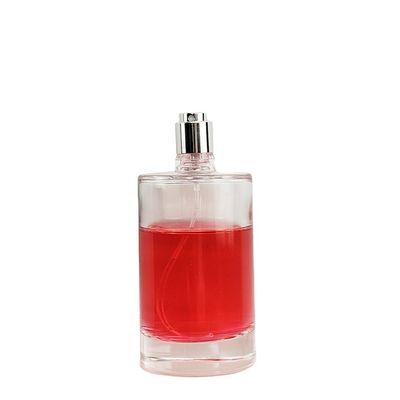 Empty Silver Cap Round Glass Perfume Bottle with Thick Bottom and Clear Material