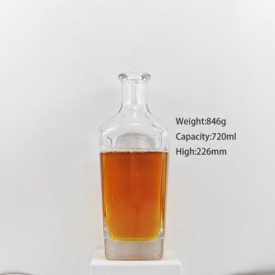 500M L Square Transparent High White Glass Wine Bottle With Lid for Juice Proper