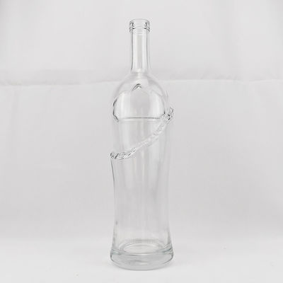 Glass Collar Hot Stamping 750ml Irregular Electroplating Liquor Whiskey Brandy Bottle