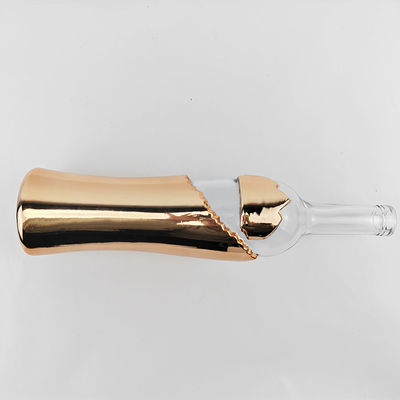 Glass Collar Hot Stamping 750ml Irregular Electroplating Liquor Whiskey Brandy Bottle