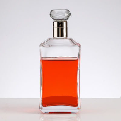 Transparent Empty Glass Liquor Bottle for Custom Design Rectangular Gin Whiskey Rum