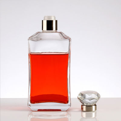Transparent Empty Glass Liquor Bottle for Custom Design Rectangular Gin Whiskey Rum