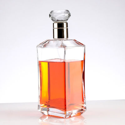 Transparent Empty Glass Liquor Bottle for Custom Design Rectangular Gin Whiskey Rum