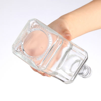 Clear 1L Square Glass Bottle for Alcohol Spirits Liquor Whisky Gin 750ml 1000ml 200ml