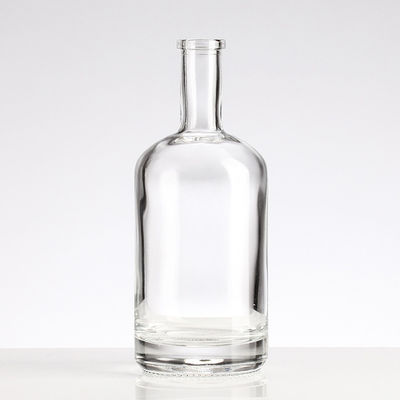 750ml Clear Glass Cylindrical Vodka Wine Bottle with Cork Made by Chinese Liquor Bottle