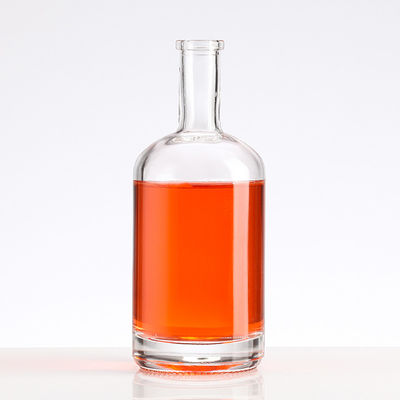 750ml Clear Glass Cylindrical Vodka Wine Bottle with Cork Made by Chinese Liquor Bottle