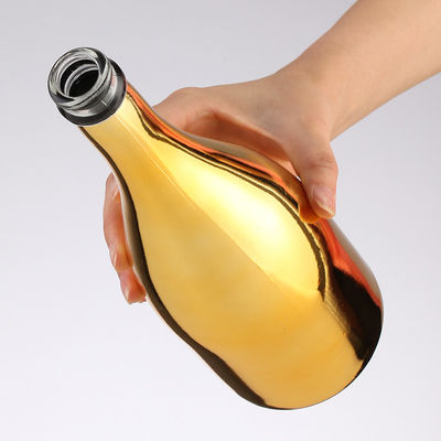 Glass Body Custom Design 700ml 750ml Extra Flint Metallic Gold Champagne Bottle with Cork