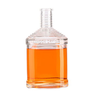 High Weight Square Clear Empty Glass Bottles for Liquor 250ml 500ml Extra Flint Embossed