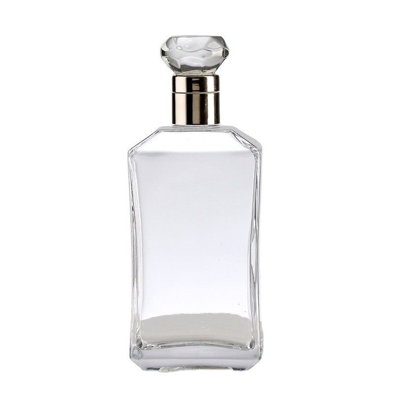 Free Sealing Square Shape Glass Bottle with Luxury Marble Ball Cap and Crown Cap Sealing