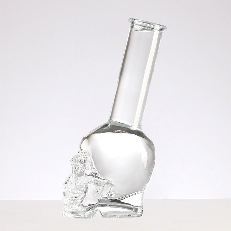 Clients' Specific Requirements Transparent Glass Bottles with Skull Shaped Long Neck