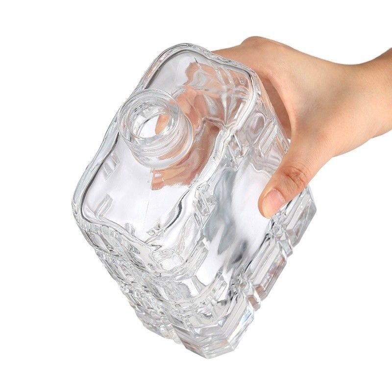 Industrial Glass Collar Square Bottle for Whisky and Wine Lovers The Perfect Choice