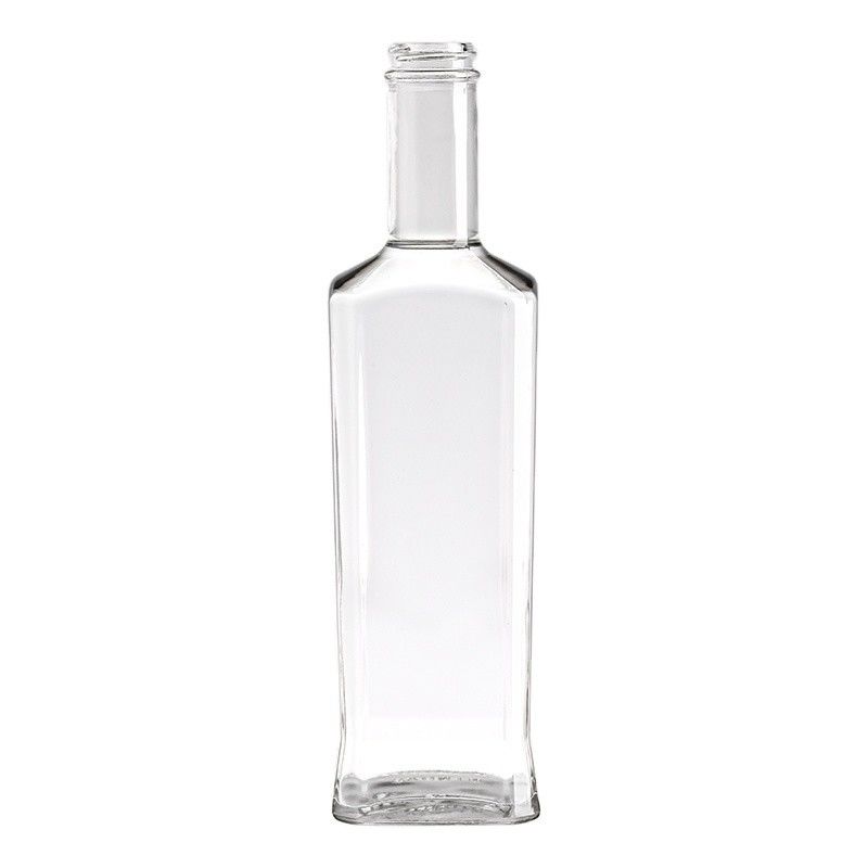 Customized Logo 500ml Square Flat Glass Bottle for Liquor/Spirits/Vodka/Whisky/Rum/Brandy