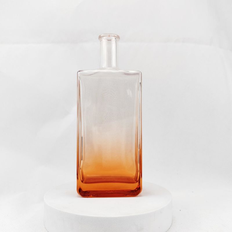 Glass Collar Round Shape Brandy Tequila Whisky Bourbon Empty Bottle 500ml Transparent