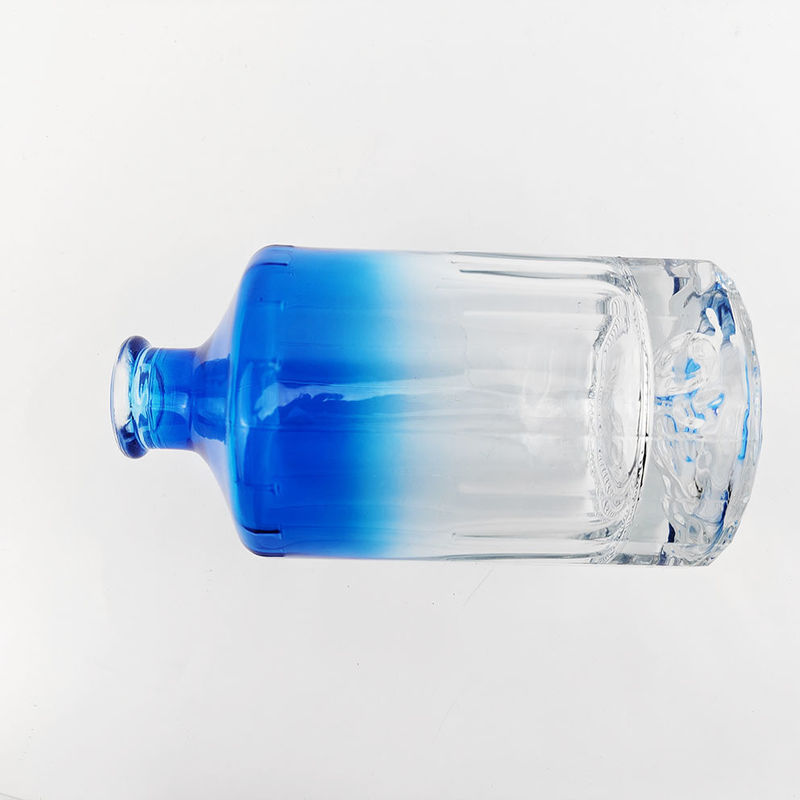 500ml 700ml Luxury Gradient Blue Glass Wine Bottle with Hot Stamping Surface Handling
