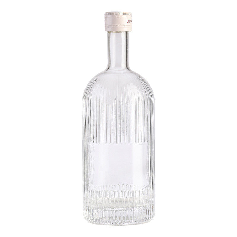Clear Glass Collar Material 700ml/750ml/1000ml Beverage Liquor Round Empty Rum Bottle