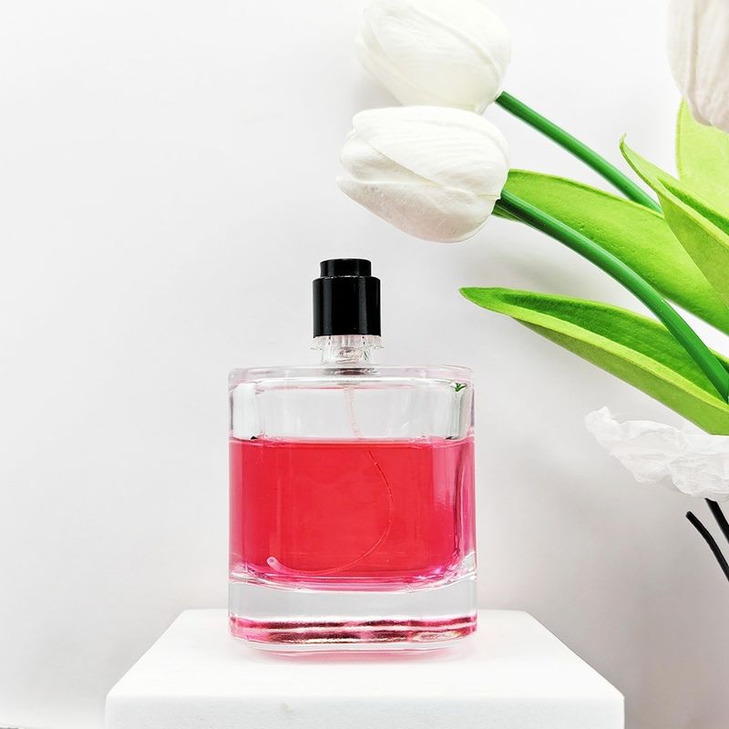 Glass Body Material 100ml Unique Empty Perfume Bottle with Sprayer and Cork Cap