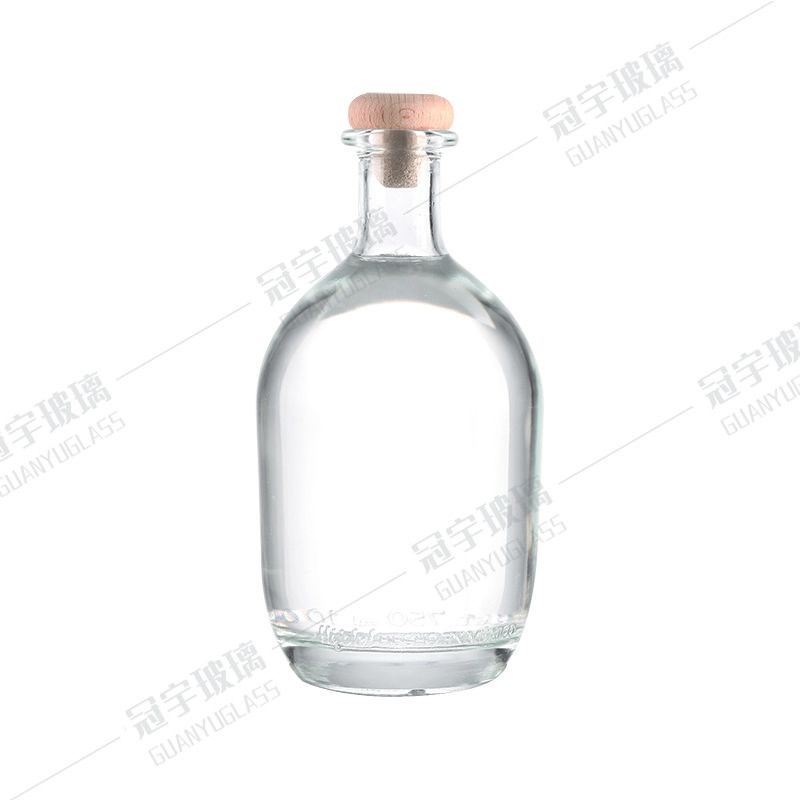 Hot Stamping 350ml 550ml 750ml Glass Wine Bottle with Cork Clients' Specific Requirements